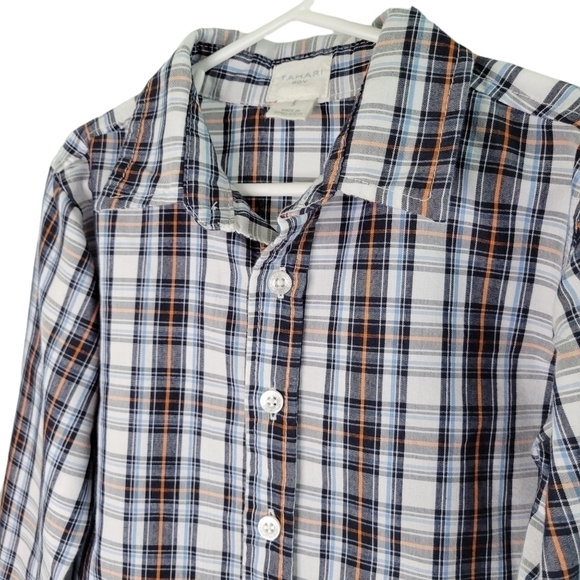 Tahari boy's soft thick knit long sleeve button up plaid shirt- size 5 - Picture 3 of 9